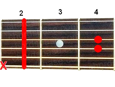 Bsus2 guitar chord fingering